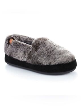 NWT Acorn Classic Moccasin Faux Fur Charcoal Slipper Size 6.5 -7.5